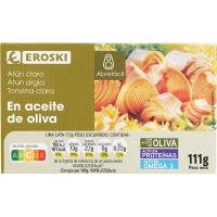 Atún claro en aceite de oliva EROSKI, lata 111 g