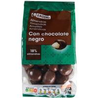 Almendras con chocolate negro EROSKI, bolsa 150 g