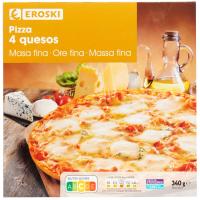 Pizza 4 quesos EROSKI, caja 345 g