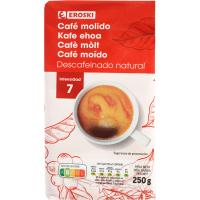 Café molido natural descafeinado EROSKI, paquete 250 g