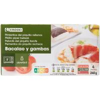 Pimientos rellenos de bacalao-gambas EROSKI, lata 240 g