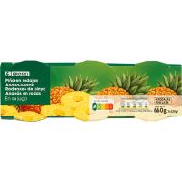 Piña en rodaja en su jugo EROSKI, pack 3x137 g