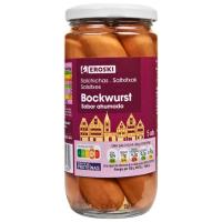 Salchichas Bockwurst EROSKI, 5 ud, frasco 250 g